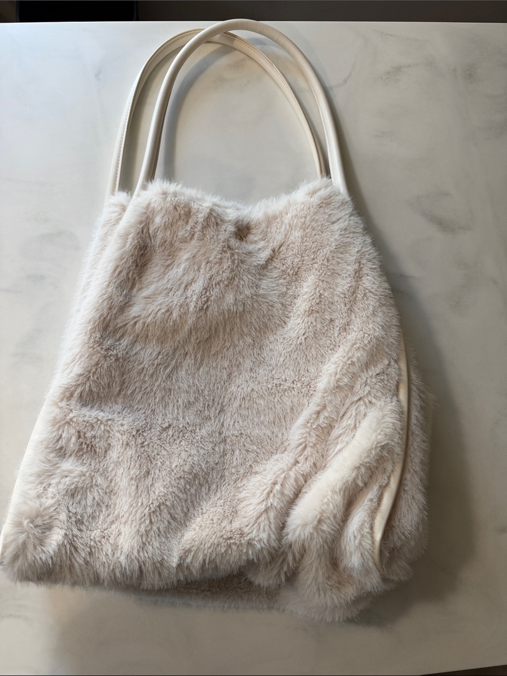 Victoria's Secret Cream Faux Fur Tote Bag